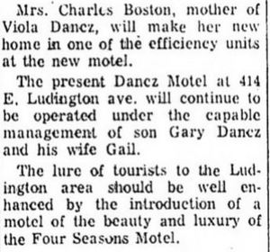 Avenue Motel (Dancz Motel) - Nov 29 1958 Article